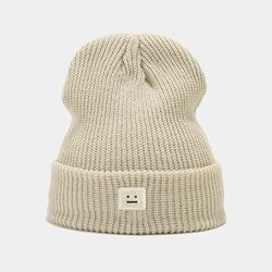 youth street solid color beanie woolen hat