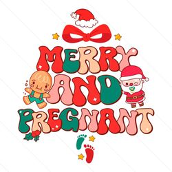 merry and pregnant funny pregnancy reveal svg cricut files