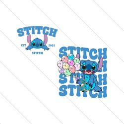 cute disney stitch est 2002 balloons svg