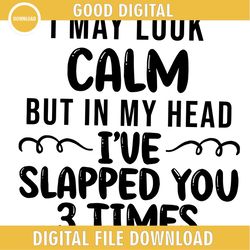 i may look calm but in my head i've slapped you 3 times png svg ,funny png, funny quotes svg png, digital download png