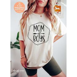 Mom Of Boys Gift Mother Of Boys T Shirts Mothers Day Gift Soft Cream