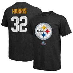 mens majestic threads franco harris heather black pittsburgh steelers hall of fame retired player name   number t-shirt