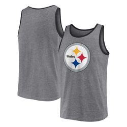mens pittsburgh steelers  fanatics branded heather gray primary tank top