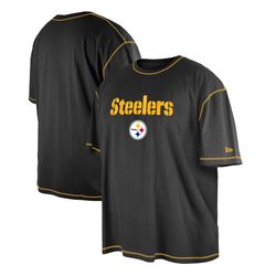 mens pittsburgh steelers  new era black third down big   tall puff print t-shirt