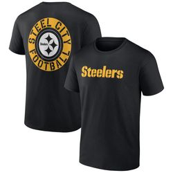 mens pittsburgh steelers  profile black big   tall two-sided t-shirt