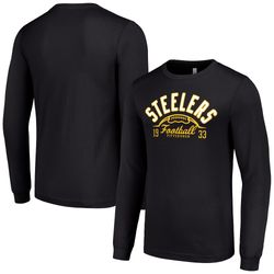 mens pittsburgh steelers  starter black half ball team long sleeve t-shirt