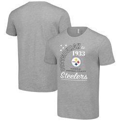 mens pittsburgh steelers  starter heather gray city arch team t-shirt