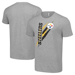 mens pittsburgh steelers  starter heather gray color scratch t-shirt