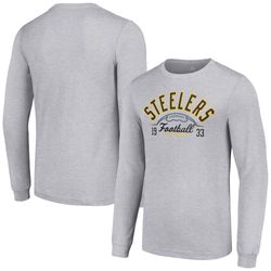 mens pittsburgh steelers  starter heather gray half ball team long sleeve t-shirt