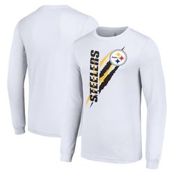 mens pittsburgh steelers  starter white color scratch long sleeve t-shirt