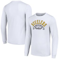 mens pittsburgh steelers  starter white half ball team long sleeve t-shirt