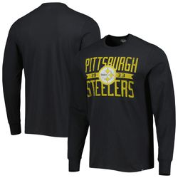 mens pittsburgh steelers 47 black brand wide out franklin long sleeve t-shirt