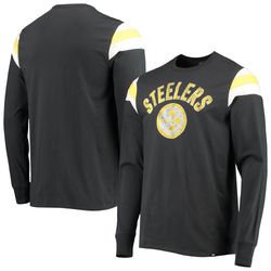 mens pittsburgh steelers 47 black franklin rooted long sleeve t-shirt