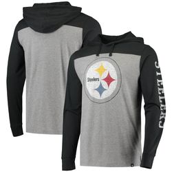 mens pittsburgh steelers 47 heathered grayblack franklin wooster long sleeve hoodie t-shirt