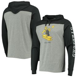 mens pittsburgh steelers 47 heathered gray franklin wooster throwback long sleeve hoodie t-shirt