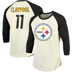 mens pittsburgh steelers chase claypool fanatics branded creamblack player raglan name   number 34-sleeve t-shirt