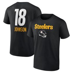 mens pittsburgh steelers diontae johnson fanatics branded black team wordmark player name   number t-shirt