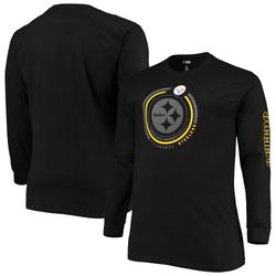 mens pittsburgh steelers fanatics branded black big   tall color pop long sleeve t-shirt