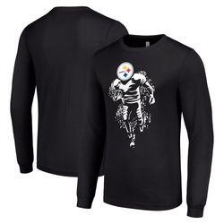 mens pittsburgh steelers starter black logo graphic long sleeve t-shirt