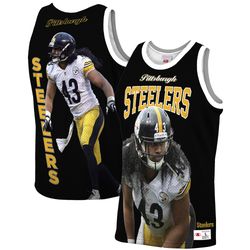 mens pittsburgh steelers troy polamalu mitchell   ness black retired player tank top