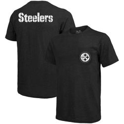 pittsburgh steelers majestic threads tri-blend pocket t-shirt - black