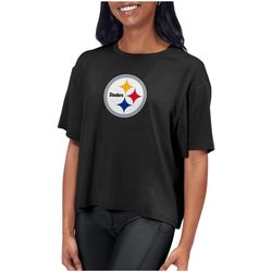 womens pittsburgh steelers  certo black format cropped t-shirt