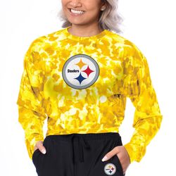 womens pittsburgh steelers  certo gold cropped long sleeve t-shirt