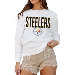 womens pittsburgh steelers  gameday couture white  always ready long sleeve t-shirt