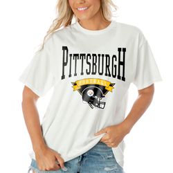 womens pittsburgh steelers  gameday couture white enforcer relaxed t-shirt