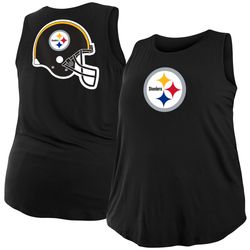 womens pittsburgh steelers  new era black plus size tank top