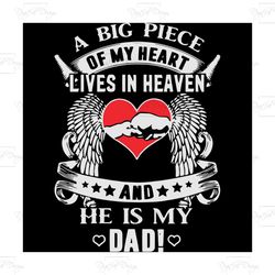 a big piece of my heart lives in heaven and he is my dad, trending svg, dad in heaven svg, heaven svg, heaven gift, fami