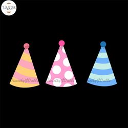 happy birthday party hats svg