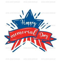 happy memorial day american ribbon svg