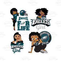 philadelphia eagles svg, black girl philadelphia eagles svg, eagles football svg, eagles haed design, football svg, spor