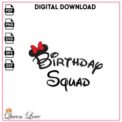 Birthday Squad Minnie Mouse SVG