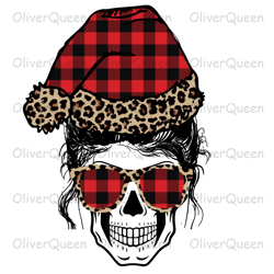 santa plaid reverse leopard new layered mom skull sublimation, christmas png, christmas png sublimation