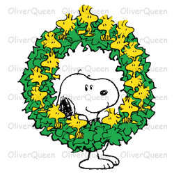 snoopy  woodstock christmas wreath, christmas png, christmas png sublimation