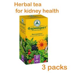 3 packs of 20 pc herbal tea for kidney health, tea for inflammatory diseases of the kidneys and urinary tract.