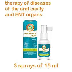 spray symptomatic treatment of the oral cavity and ent organs: gingivitis, glossitis, stomatitis pharyngitis, laryngitis