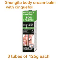 shungite with cinquefoil cream balm for body 3 tubes of 125 g to prevent diseases of the joints and spine