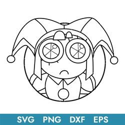 pomni head outline svg, pomni from the amazing digital circus svg, pomini cricut design space, pomini png