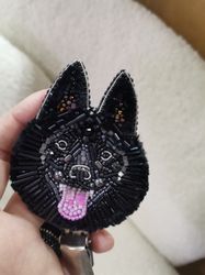 schipperke jewelry brooch beaded, dog show number clip,black dog jewelry,  pet portrait jewelry