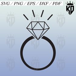 wedding diamond ring svg, engagament ring svg, marriage ring svg. vector cut file for cricut, silhouette, sticker