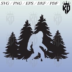 bigfoot svg, forest svg, big foot woods svg, yeti svg, sasquatch svg. vector cut file cricut, silhouette, sticker, decal