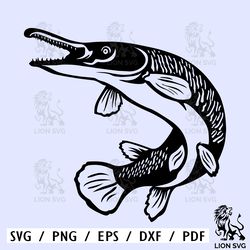 alligator gar fish silhouette, gar fish svg - vector, cricut, cnc, laser, vinyl cutter, decal sticker