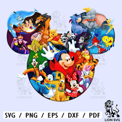 cute mouse head multi character png, cartoon characters together png, instand download, cartoon silhouette png