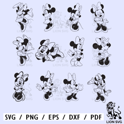 minnie mouse svg outline bundle, minnie mouse svg, mini mouse svg, cricut svg, mickey cut file, dxf, eps