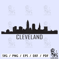 cleveland skyline svg, cleveland svg, cleveland skyline silhouette, png, dxf