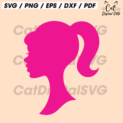 barbie head svg, doll svg, doll head svg, doll silhouette, woman silhouette, ponytail svg, doll head cricut silhouette