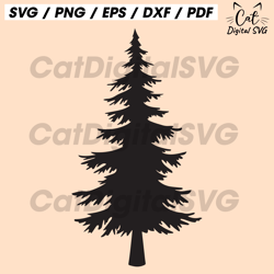 tree svg, pine tree svg, christmas tree svg, vector cut file for cricut, silhouette, pdf png eps dxf, decal, sticker